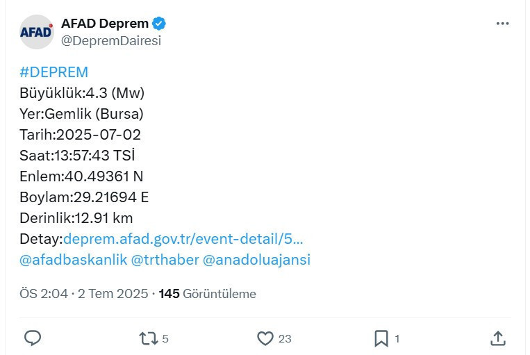 İstanbul'da korkutan deprem... Merkez üssü Gemlik, büyüklük 4.3! Fena sallandık... - Resim : 2