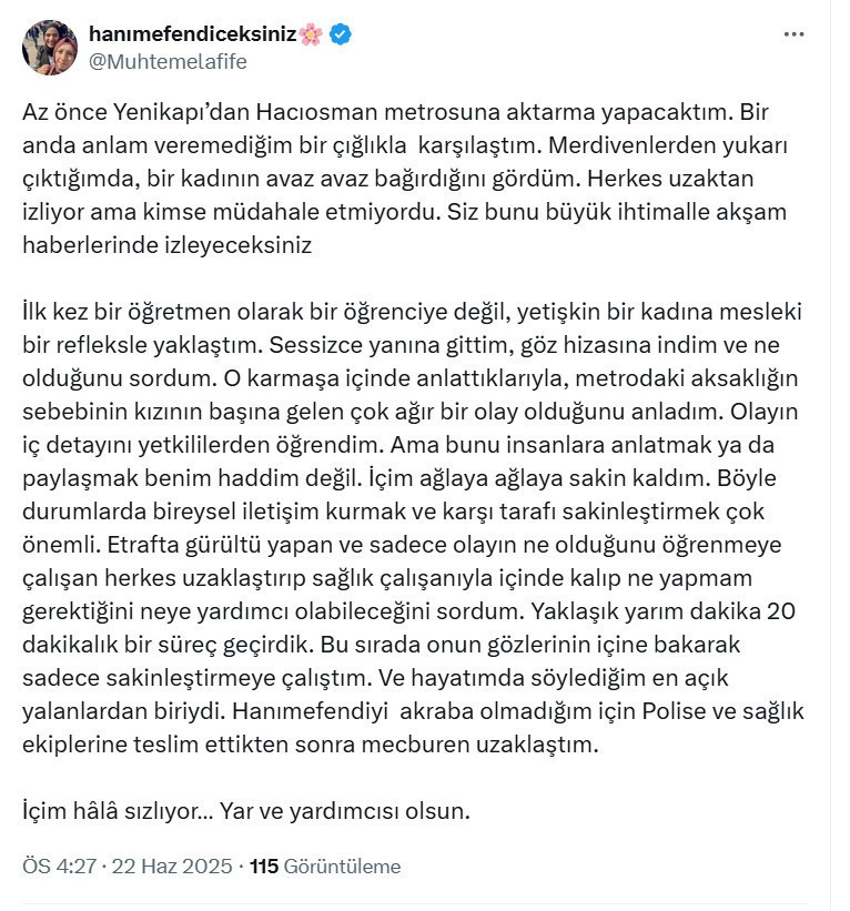 Metroda intihar girişimi! Trenin altına atladı, seferler durdu
