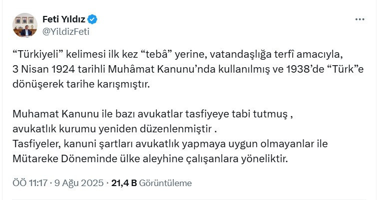 Türk mü, Türkiyeli mi? Tartışmaya MHP'li Feti Yıldız da katıldı; işte tarihsel arka planı