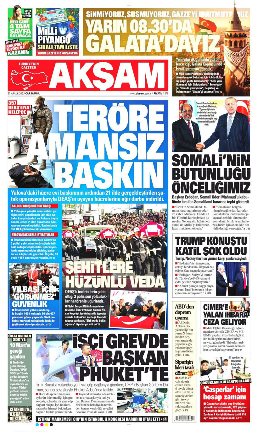 DEAŞ'a karşı büyük temizlik başladı! Elebaşları da yakalandı... 31 Aralık Çarşamba gazete manşetleri - Fotoğraf: 10