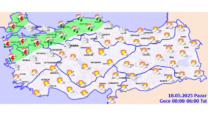 18 Mayıs 2025 Pazar hava durumu! Sağanak ve gök gürültülü sağanak yağış bekleniyor... - Fotoğraf: 3