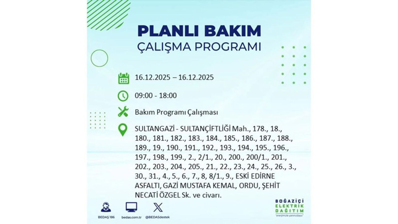 İstanbul'da dev elektrik kesintisi! 16 Aralık 2025 İstanbul'da elektrikler ne zaman gelecek, İstanbul'da 16 Aralık tarihinde hangi ilçelerde elektrik kesintileri olacak? - Fotoğraf: 17