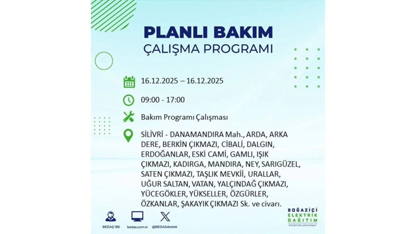 İstanbul'da dev elektrik kesintisi! 16 Aralık 2025 İstanbul'da elektrikler ne zaman gelecek, İstanbul'da 16 Aralık tarihinde hangi ilçelerde elektrik kesintileri olacak? - Fotoğraf: 24