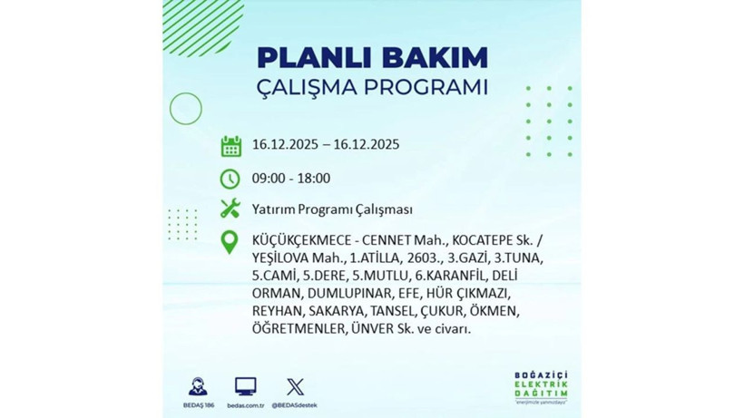 İstanbul'da dev elektrik kesintisi! 16 Aralık 2025 İstanbul'da elektrikler ne zaman gelecek, İstanbul'da 16 Aralık tarihinde hangi ilçelerde elektrik kesintileri olacak? - Fotoğraf: 32