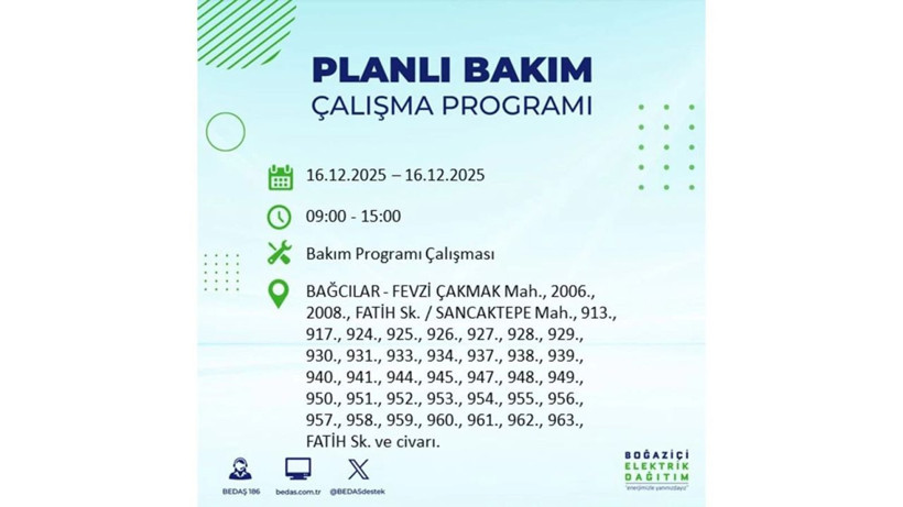 İstanbul'da dev elektrik kesintisi! 16 Aralık 2025 İstanbul'da elektrikler ne zaman gelecek, İstanbul'da 16 Aralık tarihinde hangi ilçelerde elektrik kesintileri olacak? - Fotoğraf: 91