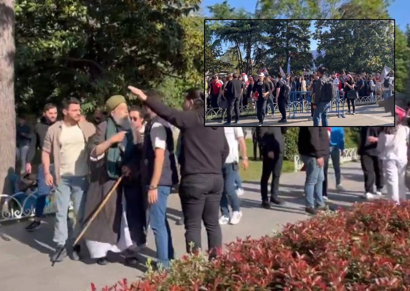 Saraçhane'deki İmamoğlu destekçilerinden yaşlı adama sırf sarık ve cübbe giydi diye hakaret