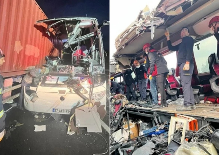 Yolcu otobüsü TIR'a çarptı! Adana–Gaziantep otoyolunda korkunç kaza: 6 kişi hayatını kaybetti! İlk görüntüler geldi...