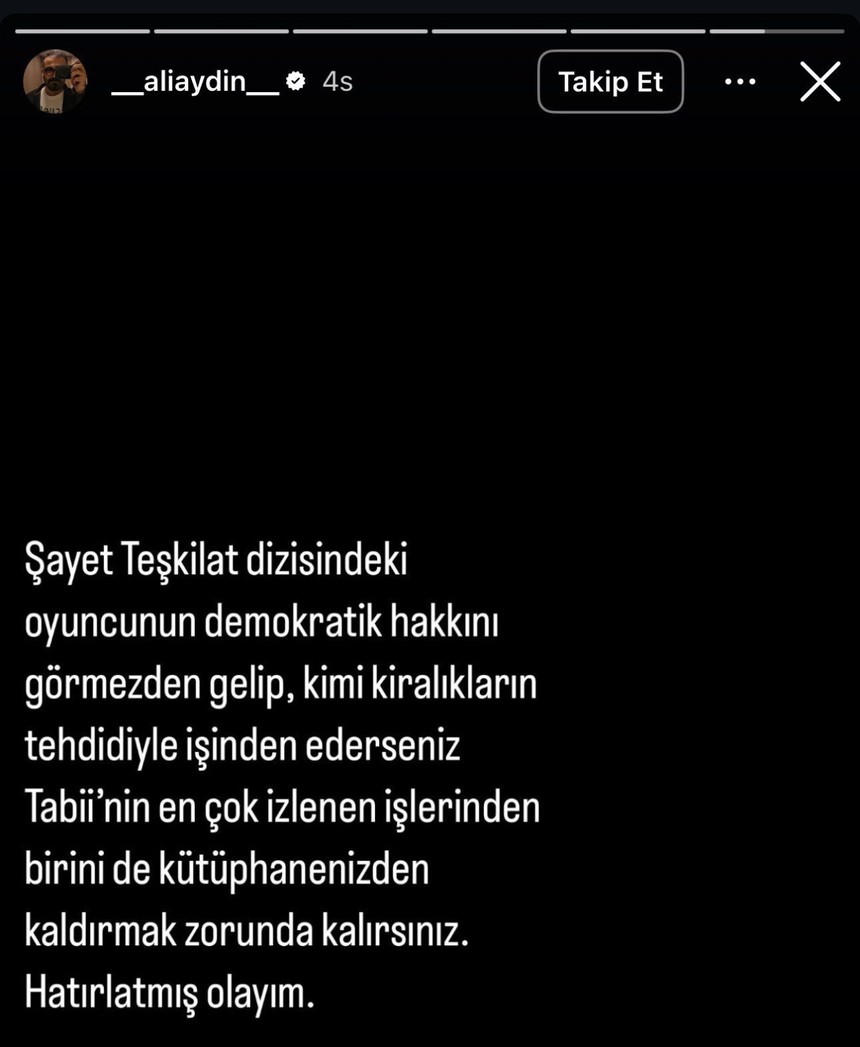Tabii’deki Mevlana dizisinin senaristi Ali Aydın TRT’yi tehdit etti