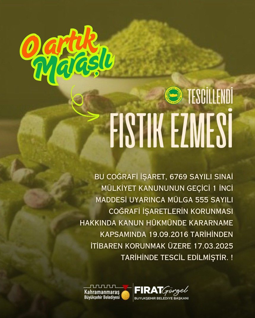 Kahramanmaraş Fıstık Ezmesi tescilini aldı, o artık coğrafi işaretle tescilli