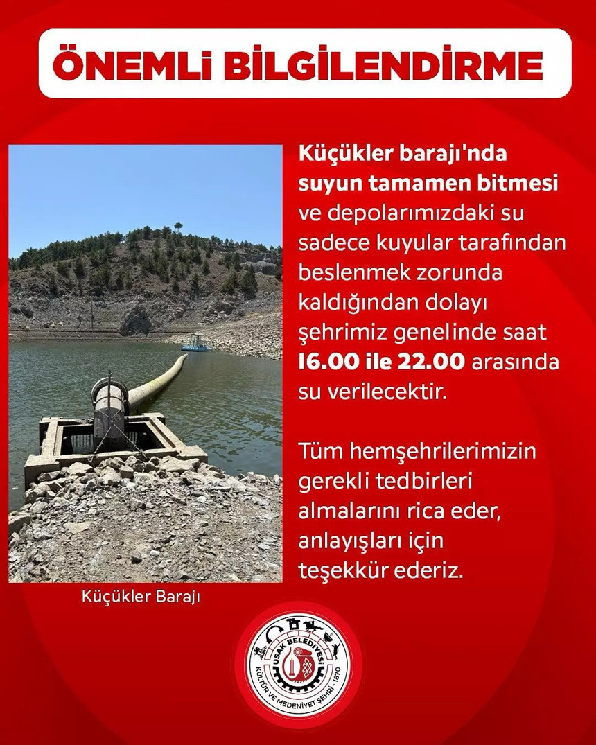 Uşak’ta su krizi yaşanıyor! Kente su veren baraj kurudu!