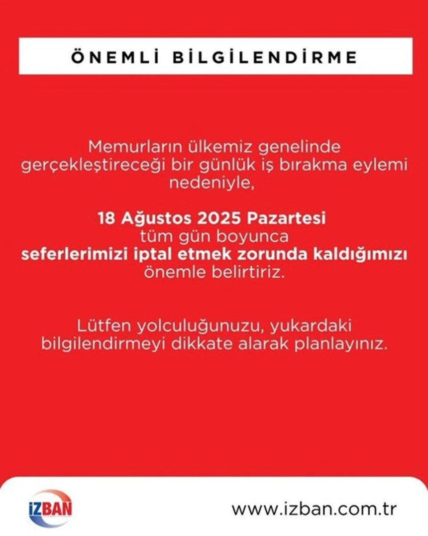 Memurlar greve başladı! İZBAN seferleri tüm gün iptal edildi - Resim : 2