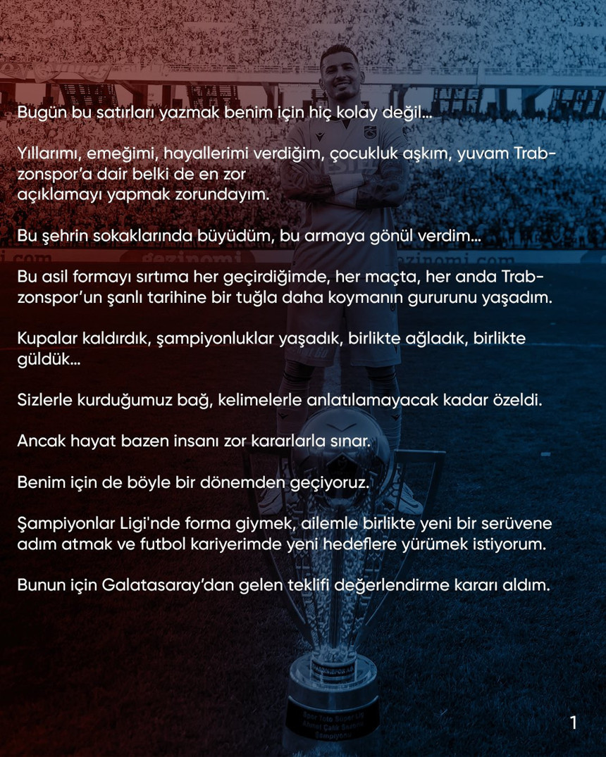 Galatasaray yeni kalecisini buldu! Uğurcan Çakır Trabzonspor'a veda etti