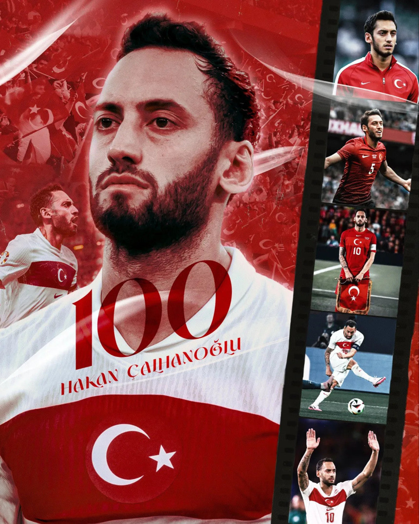 Hakan Çalhanoğlu, A Milli Futbol Takımı formasıyla "100"ler kulübüne girdi
