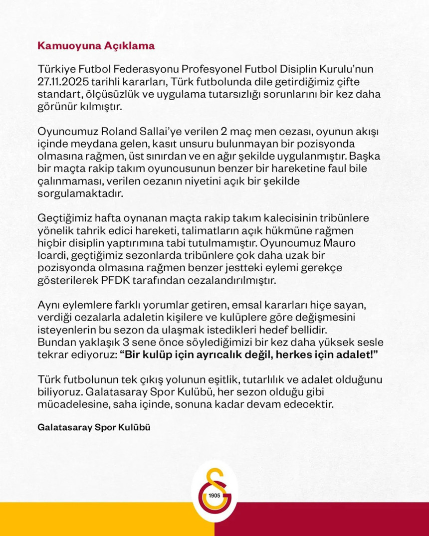 Galatasaray'dan TFF'ye Rolland Sallai ve Ederson kararları üzerinden sert tepki!