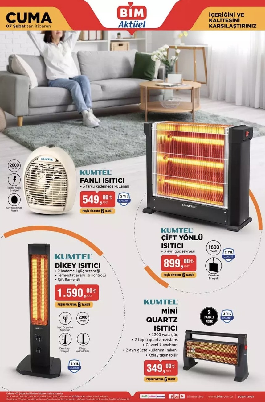 Bim 7 Şubat aktüel katalogda beyaz eşya ve ısıtıcılar var! İndirimleri ıskalamayın