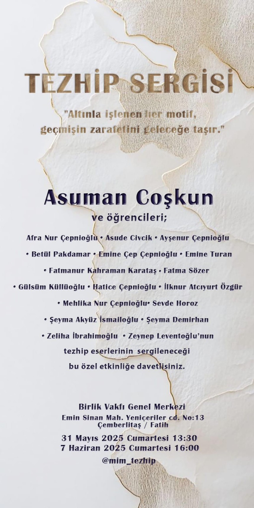Müzehhibe Asuman Coşkun ve öğrencilerinin Tezhip Sergisi Birlik Vakfı’nda açıldı - Resim : 6