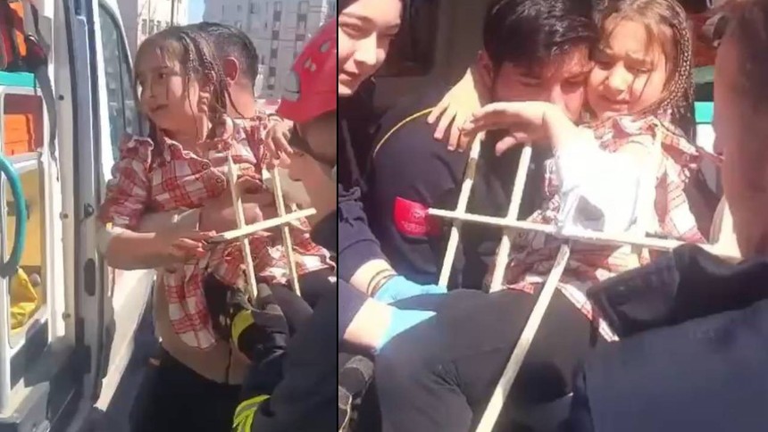 Küçük kızın koluna saplanan korkuluk demiri ameliyatla çıkarıldı
