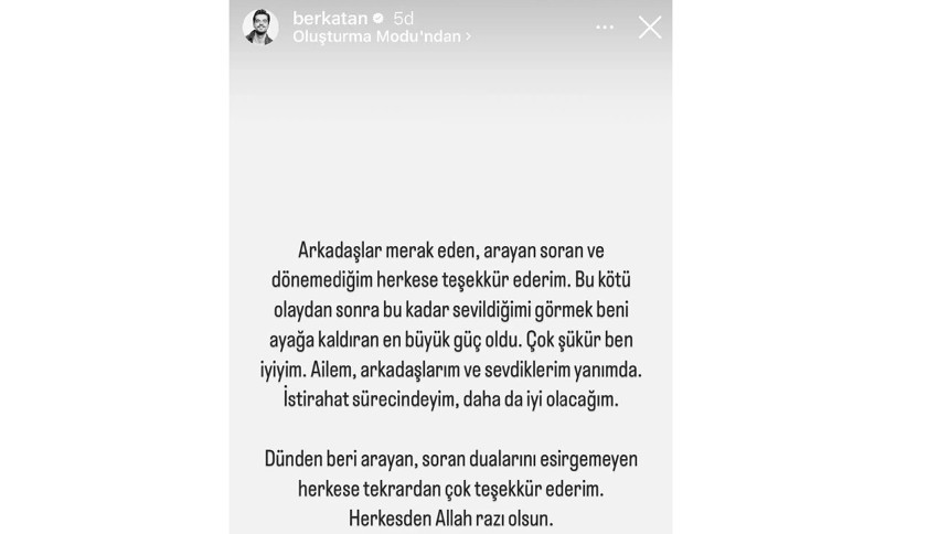 Oyuncu Berk Atan'dan güzel haber! Sağlık durumuna ilişkin açıklama geldi - Resim : 2
