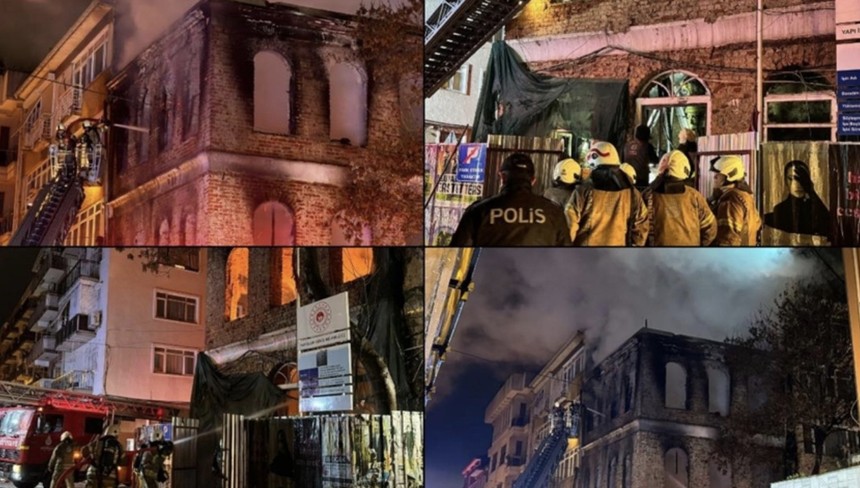 Alevler bütün binayı sardı... Kadıköy'deki tarihi karakolda yangın
