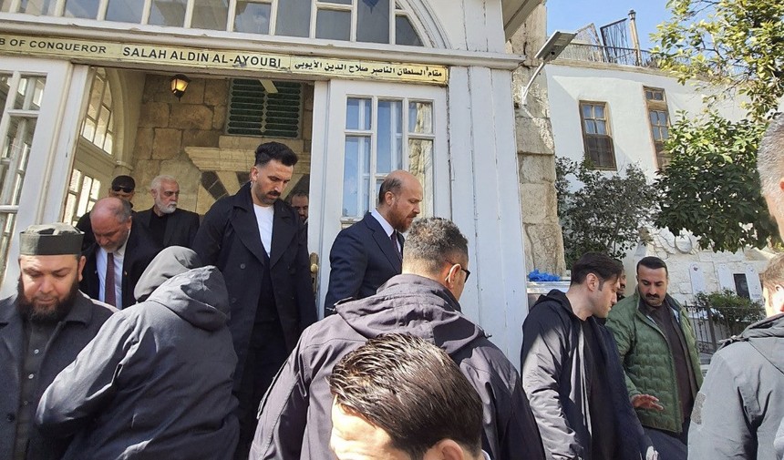 Bilal Erdoğan Şam'da... Şara ile Emevi Camii'nde Cuma namazı