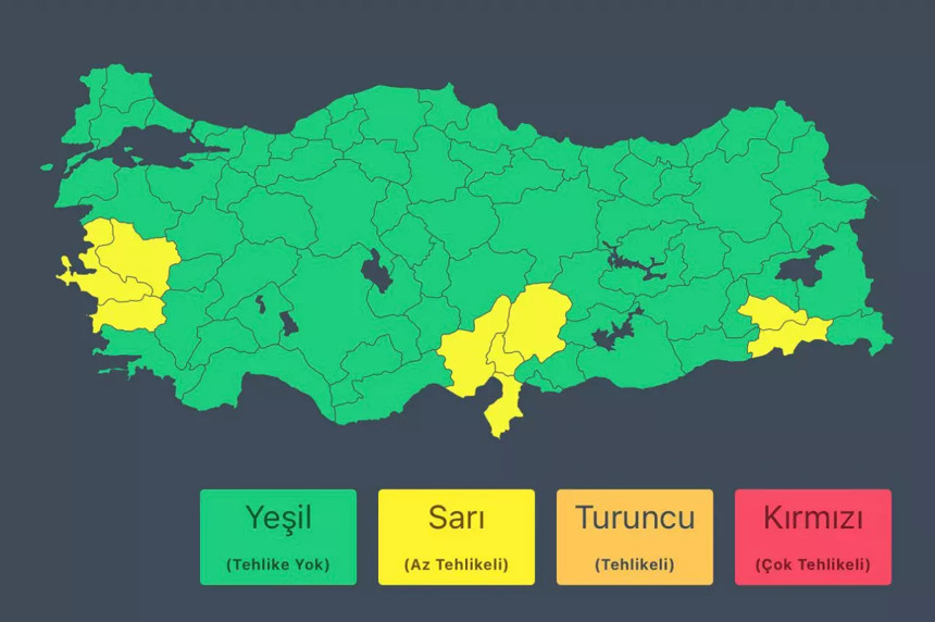 İçişleri Bakanlığı paylaştı: 9 kent için 'sarı' kodlu uyarı geldi! ''Kuvvetli olması bekleniyor''