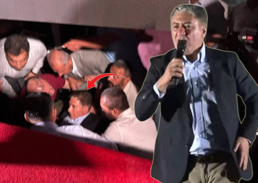 CHP Grup Başkanvekili Murat Emir Adıyaman mitinginde sahneden düştü, kaburgasını kırdı - Resim : 2