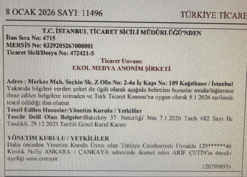 EKOL TV soruşturmasından kaçma hamlesi mi? Arif Çetin soruşturma başladığı sıralarda ismini sildirmiş
