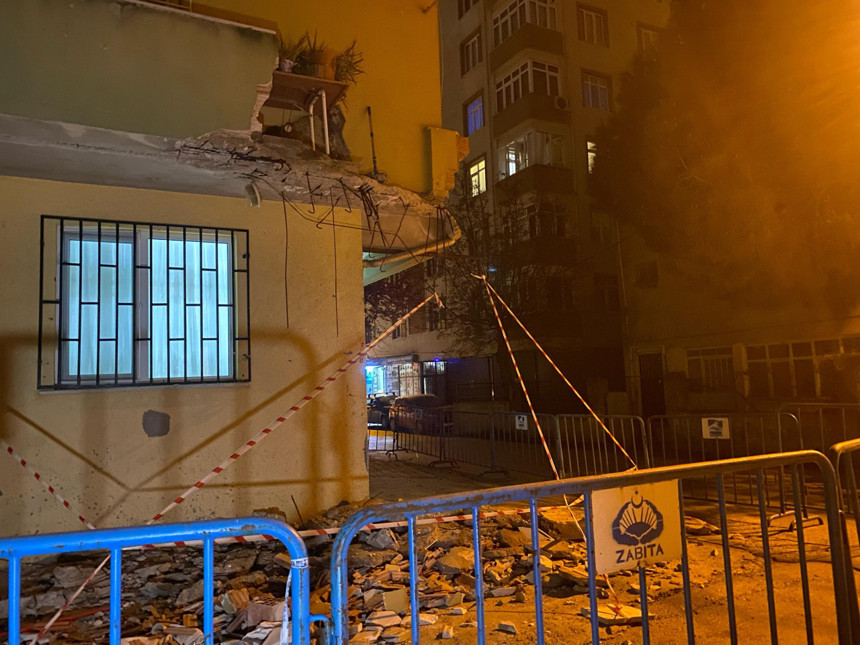 Pendik’te korku dolu anlar! 5 katlı binanın balkonu çöktü