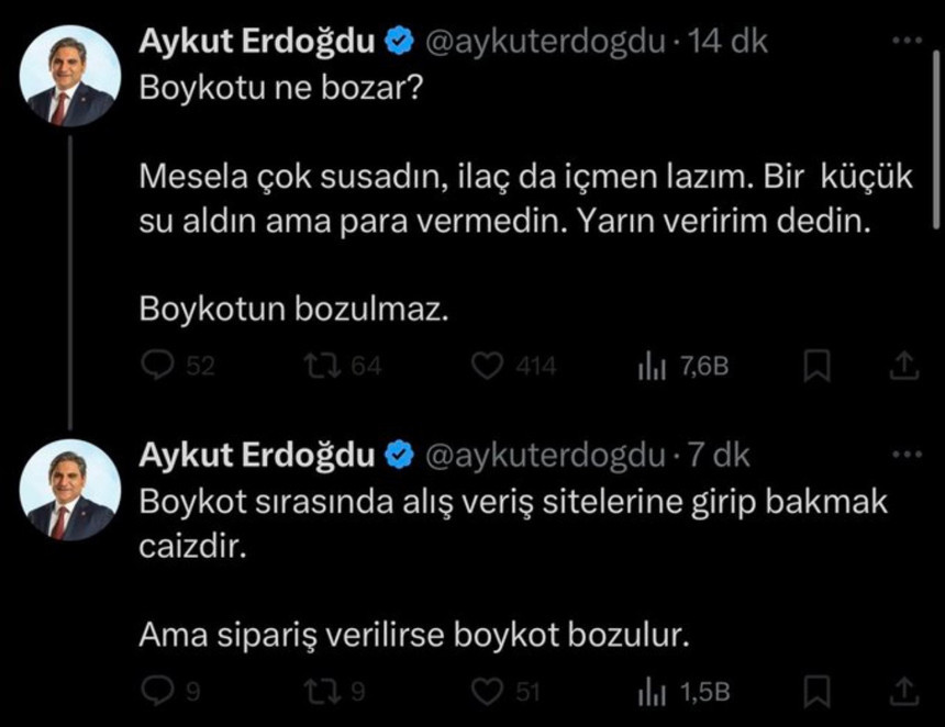 Para vermesem boykot bozulur mu? CHP'li Erdoğdu boykota davet ederken İslâm fıkıhıyla dalga geçti