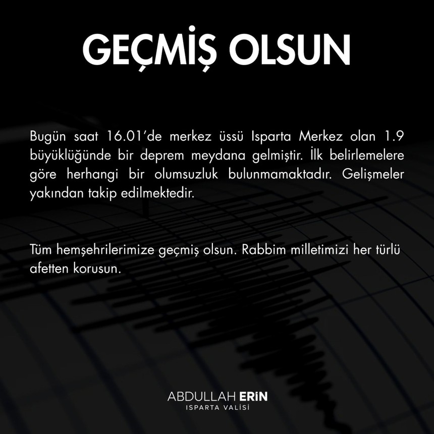 Isparta Valiliği'nin 1,9'luk deprem paylaşımı sosyal medyada gündem oldu