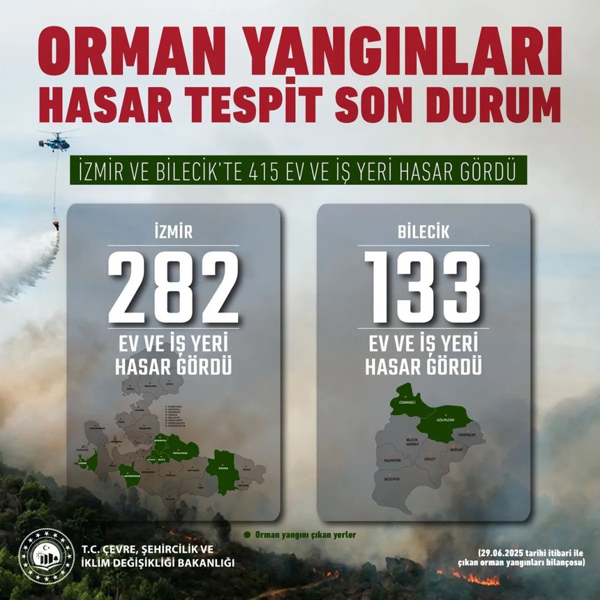 Murat Kurum paylaştı: İşte orman yangınlarındaki hasar tespit haritası - Resim : 3