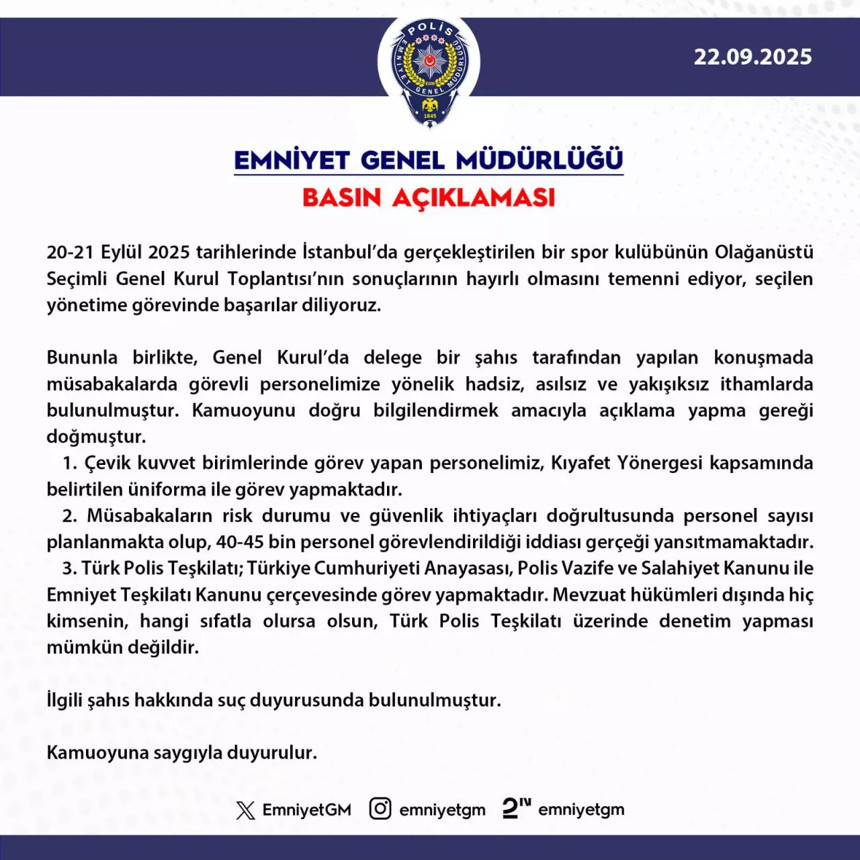 Polis kıyafetine 'garip' diyen Fenerbahçeli delegeye suç duyurusu