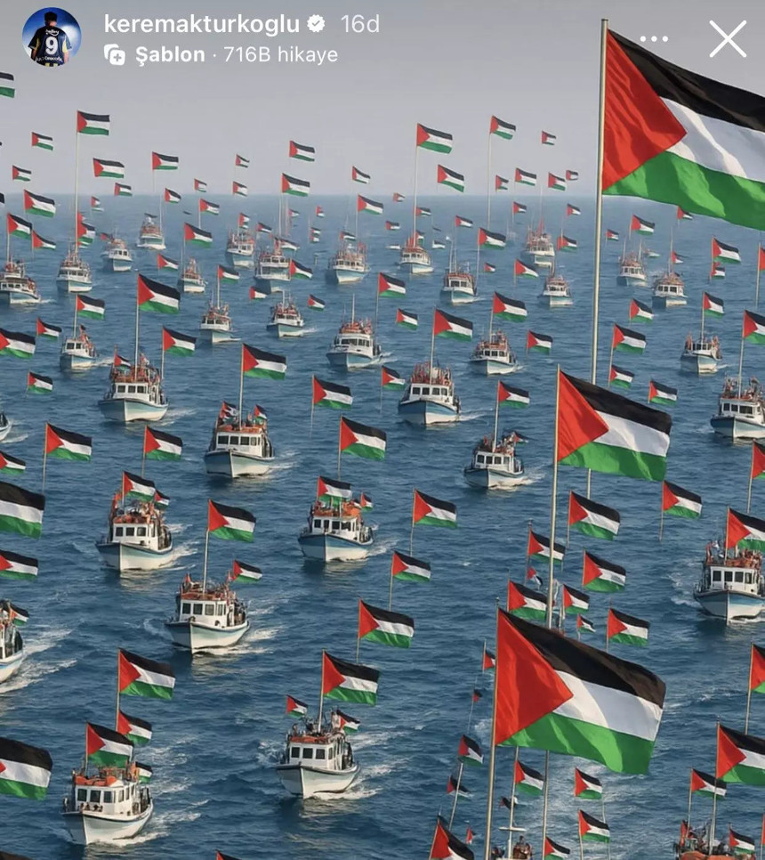 Kerem Aktürkoğlu yine sessiz kalmadı! Sumud Filosu için paylaşım