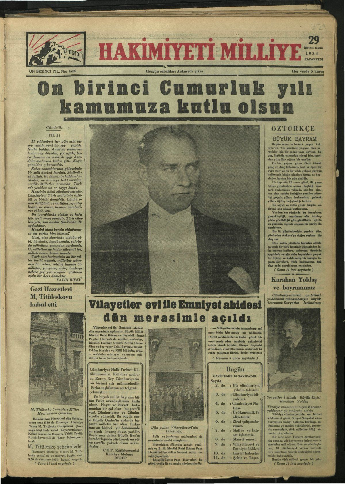 Tarihte Cumhuriyet Bayramı manşetleri! - Sayfa 10