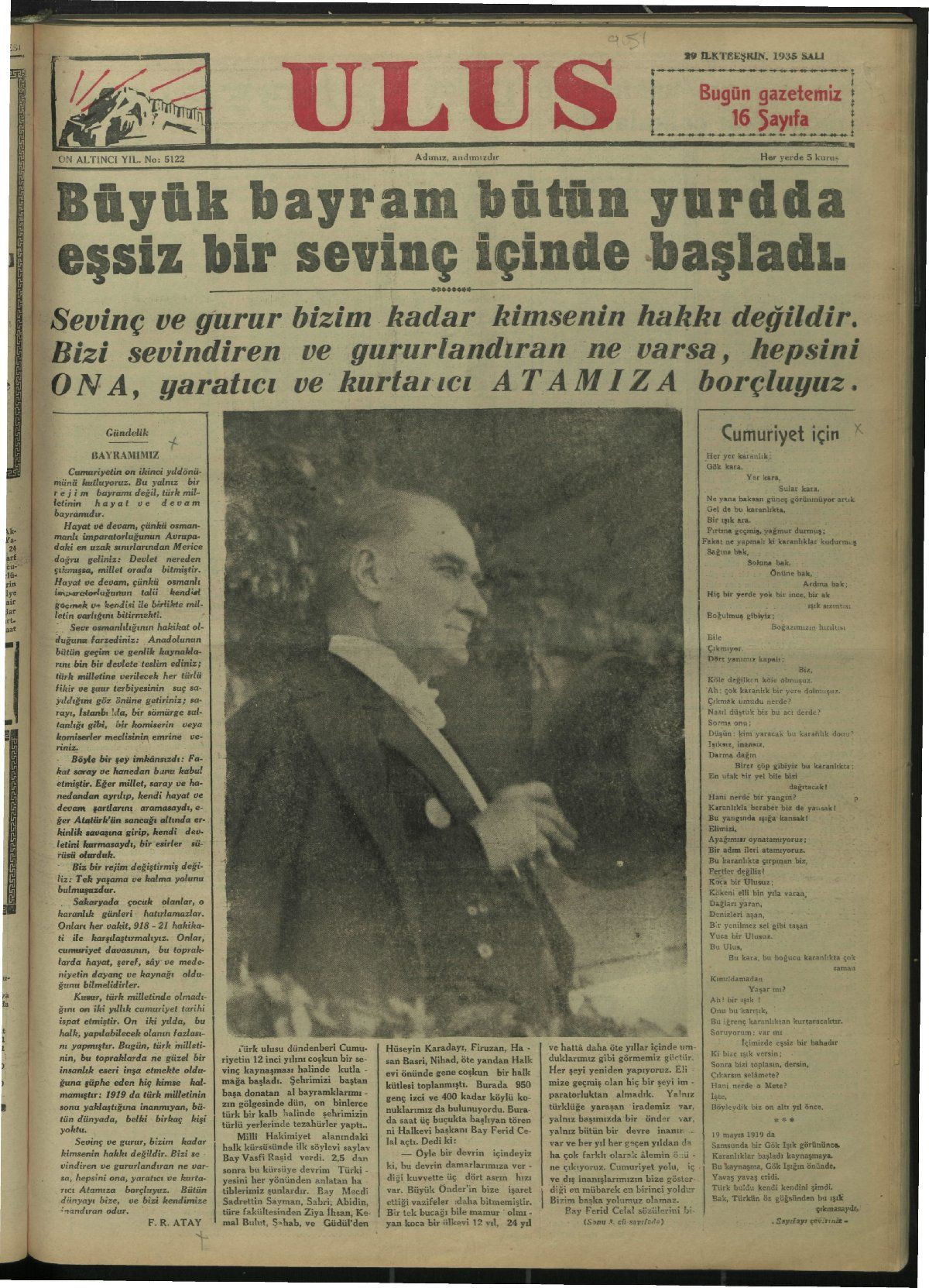Tarihte Cumhuriyet Bayramı manşetleri! - Sayfa 14
