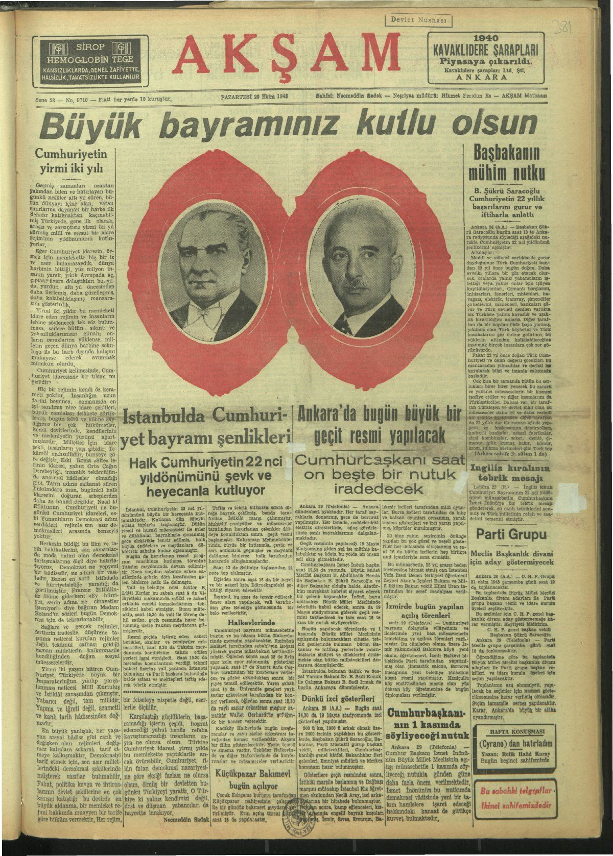 Tarihte Cumhuriyet Bayramı manşetleri! - Sayfa 41