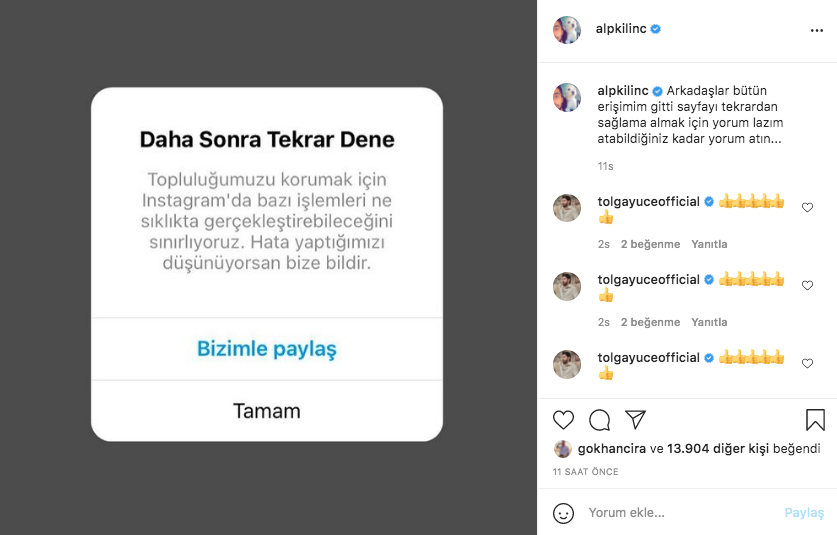 Instagram'da 'daha sonra tekrar dene' hatası! Ünlü isimler isyan etti - Sayfa 7