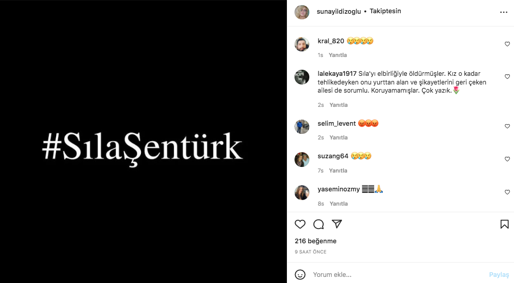 Vahşice öldürülen Şıla Şentürk tüm Türkiye'yi yasa boğdu! Ünlü isimler kadın cinayetlerine isyan etti - Sayfa 19