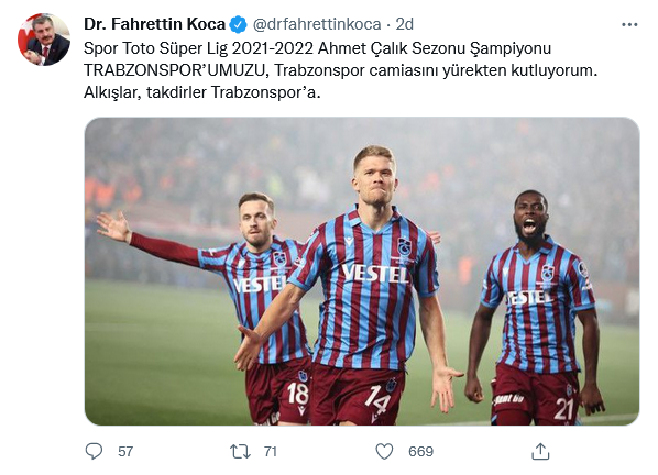 Siyaset dünyasından Şampiyon Trabzonspor'a tebrik yağdı - Sayfa 12