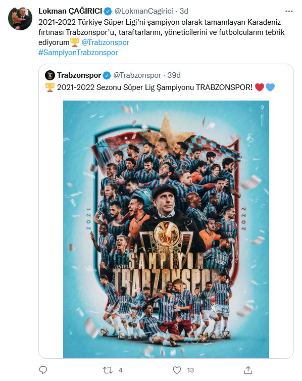 Siyaset dünyasından Şampiyon Trabzonspor'a tebrik yağdı - Sayfa 13