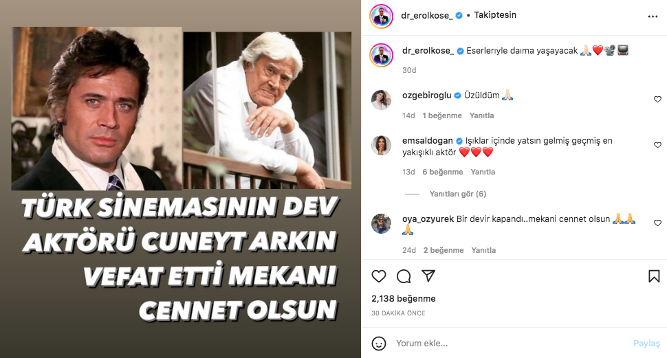 Yeşilçam'ın usta ismi hayata veda etti! Sanat camiasının ünlü isimlerinden Cüneyt Arkın paylaşımları - Sayfa 89