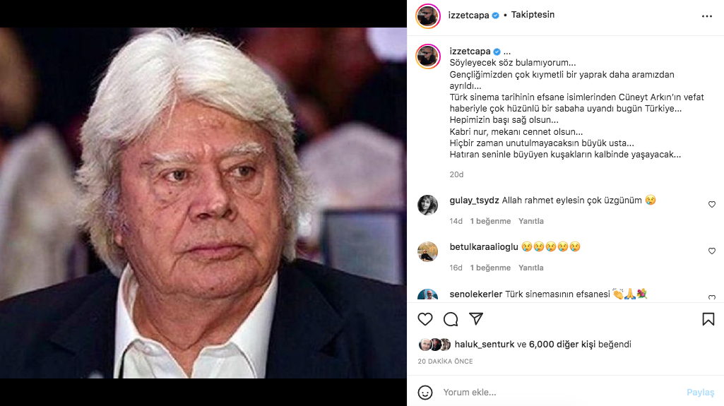 Yeşilçam'ın usta ismi hayata veda etti! Sanat camiasının ünlü isimlerinden Cüneyt Arkın paylaşımları - Sayfa 77