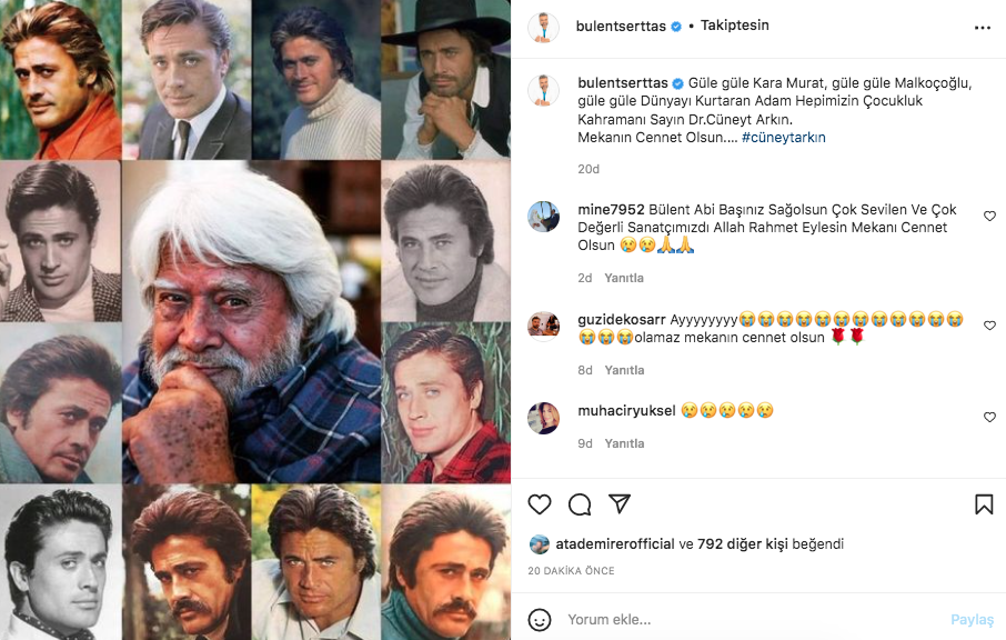 Yeşilçam'ın usta ismi hayata veda etti! Sanat camiasının ünlü isimlerinden Cüneyt Arkın paylaşımları - Sayfa 75