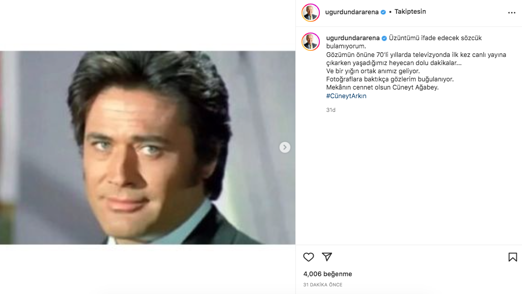 Yeşilçam'ın usta ismi hayata veda etti! Sanat camiasının ünlü isimlerinden Cüneyt Arkın paylaşımları - Sayfa 61