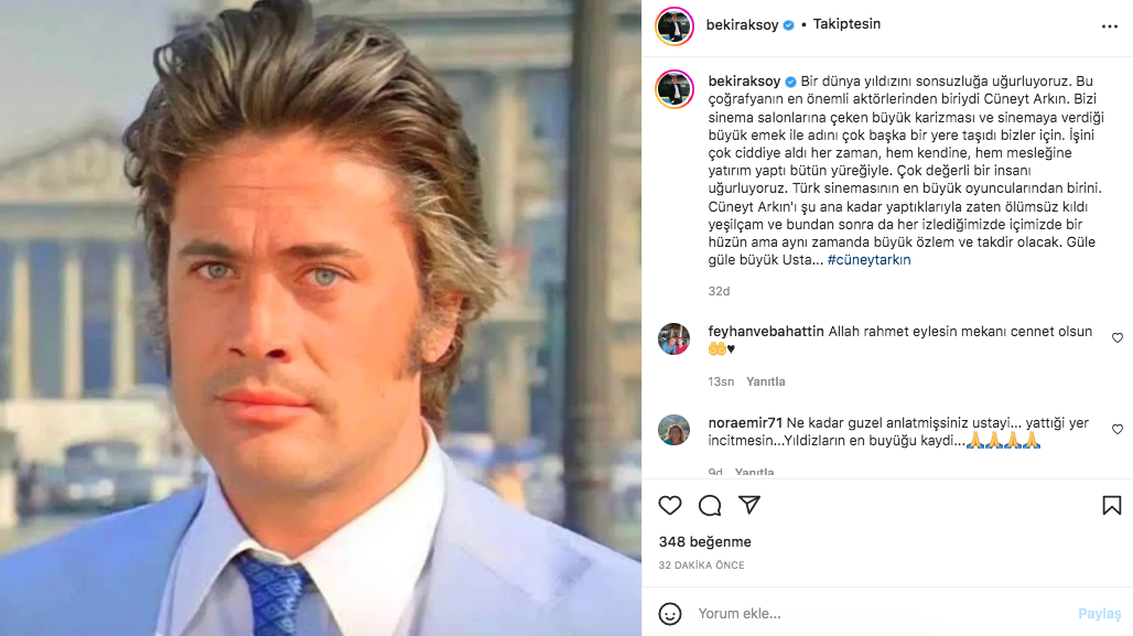 Yeşilçam'ın usta ismi hayata veda etti! Sanat camiasının ünlü isimlerinden Cüneyt Arkın paylaşımları - Sayfa 68