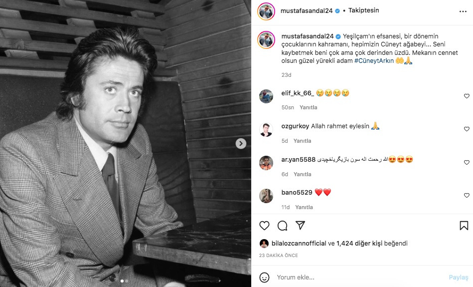 Yeşilçam'ın usta ismi hayata veda etti! Sanat camiasının ünlü isimlerinden Cüneyt Arkın paylaşımları - Sayfa 72