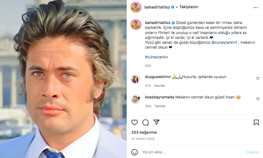 Yeşilçam'ın usta ismi hayata veda etti! Sanat camiasının ünlü isimlerinden Cüneyt Arkın paylaşımları - Sayfa 50