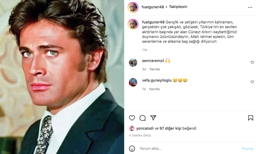 Yeşilçam'ın usta ismi hayata veda etti! Sanat camiasının ünlü isimlerinden Cüneyt Arkın paylaşımları - Sayfa 36