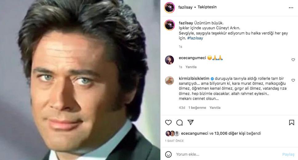 Yeşilçam'ın usta ismi hayata veda etti! Sanat camiasının ünlü isimlerinden Cüneyt Arkın paylaşımları - Sayfa 51