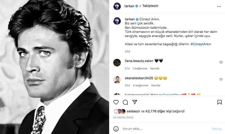 Yeşilçam'ın usta ismi hayata veda etti! Sanat camiasının ünlü isimlerinden Cüneyt Arkın paylaşımları - Sayfa 33